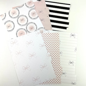 DIVIDER SET Pink Black Bow for Ring Planners A5, A5 Wide, Pocket, Personal, B6, A6