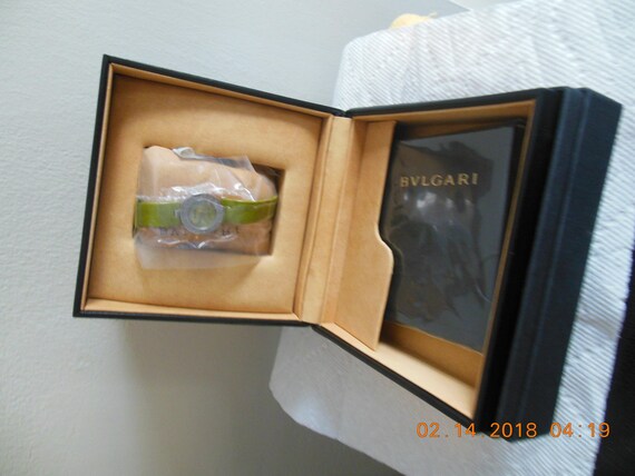 Women Bulgari watch green leather wrist band and … - image 3