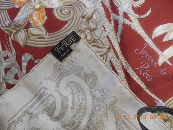 Gian Franco Ferre beautiful 100% fine silk scarf - image 3