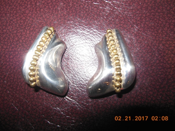 Heavy 925 Sterling Silver with gold earrings - image 1