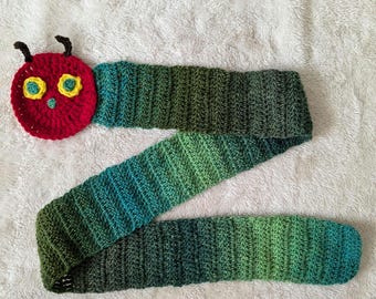crochet very hungry caterpillar scarf