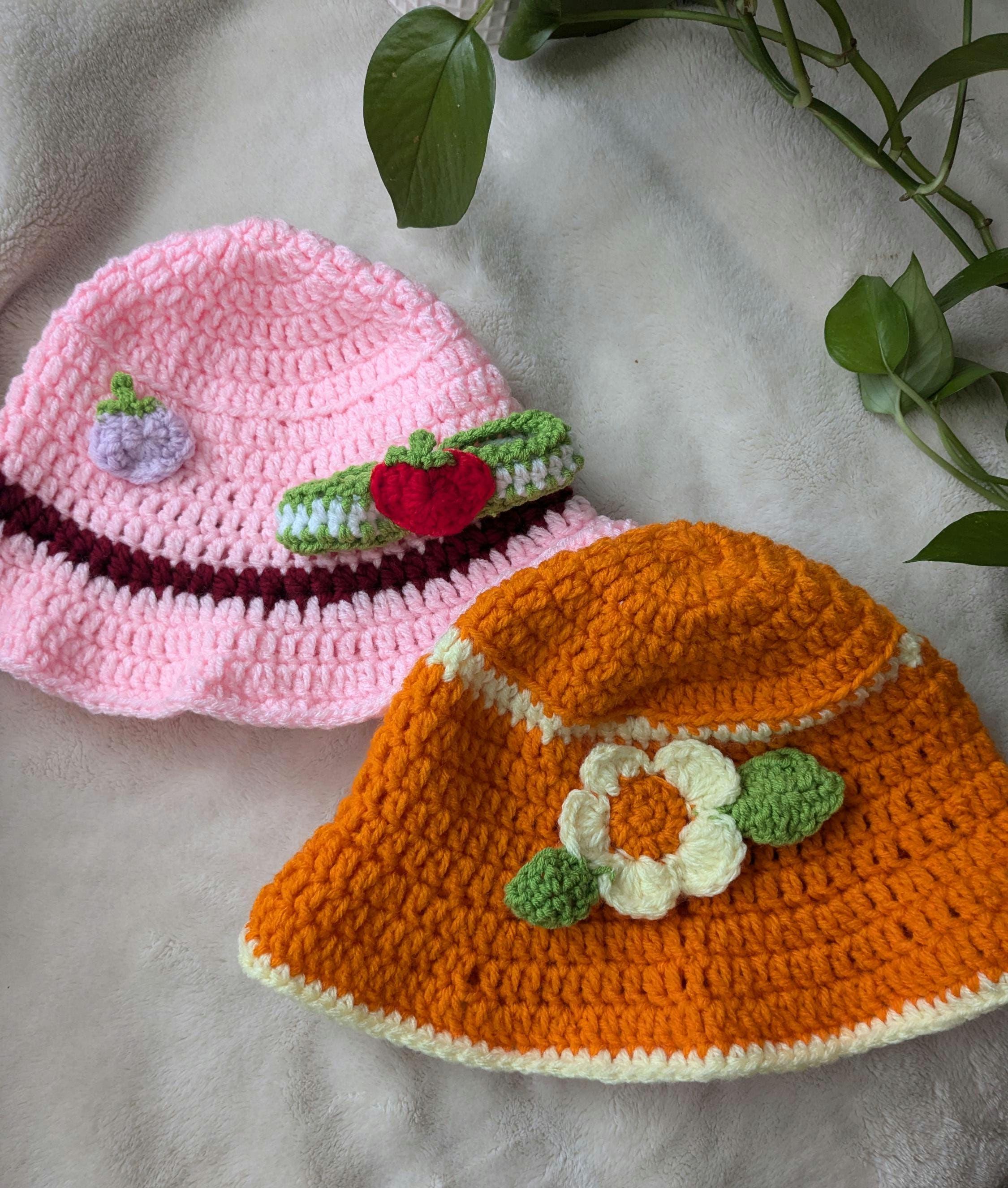 crochet strawberry shortcake bucket hat