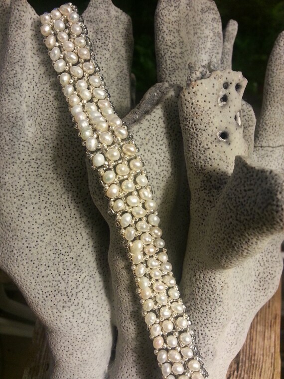 Freshwater Pearls Bracelet, Contemporary, Wedding gift, Bridal, Bridal Jewelry, Native American, Navajo, Pearl Bracelet, Wedding Accessory