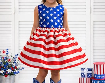 Stars & Stripes 4 juli patriottische feestdag kinderjurk Amerikaanse vlag voor peuters