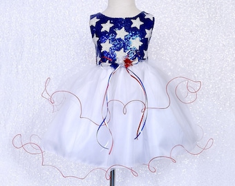 Mini Sequin Stars High Low 2 Tiered Tulle Dress Toddler Newborn Pageant Recital Birthday Party Graduation Photoshoot 4th of July Holiday 2 4