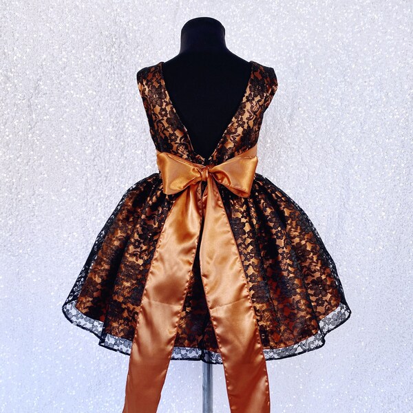 Girl Rust Lace Dress Etsy