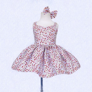 Floral Cotton Knee Length Dress: Toddler Recital, Easter, Birthday