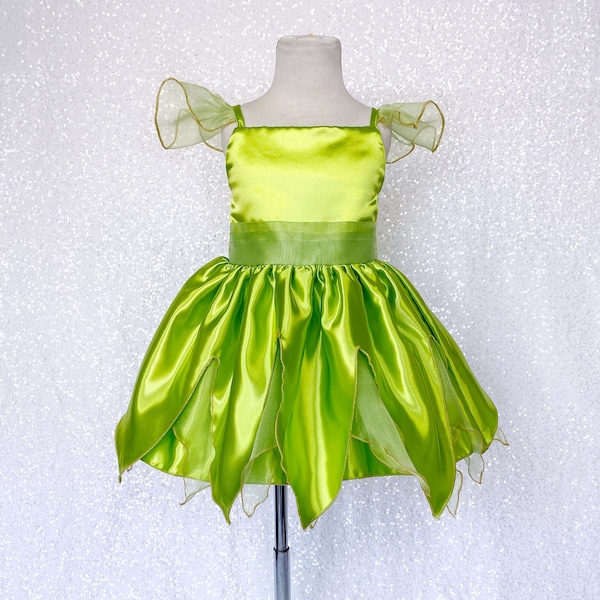 Costume Fairy Tinkerbell Inspired Green Gown Newborn Toddler Birthday Party Photoshoot Prop Halloween Pageant Recital Chic 2 4 6 8 10 12 14