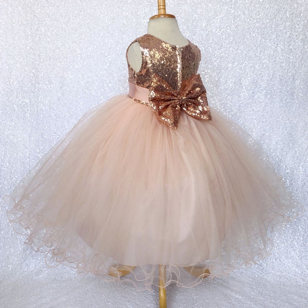 Rose Gold Flower Girl Dress - Etsy