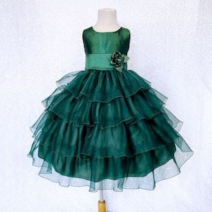 Demoiselle d&#39;honneur florale vert chasseur à volants pour mariage fille d&#39;honneur junior bambin anniversaire remise des diplômes reconstitution historique robe d&#39;été fille d&#39;automne longueur cheville