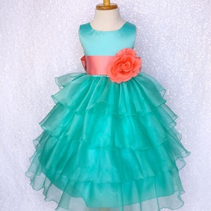 Coral Flower Girl Dress Etsy