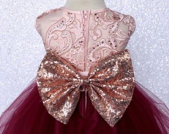 rose gold and burgundy dress