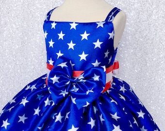 womens red white and blue sundress