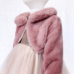 Childrens pink faux fur coat sale