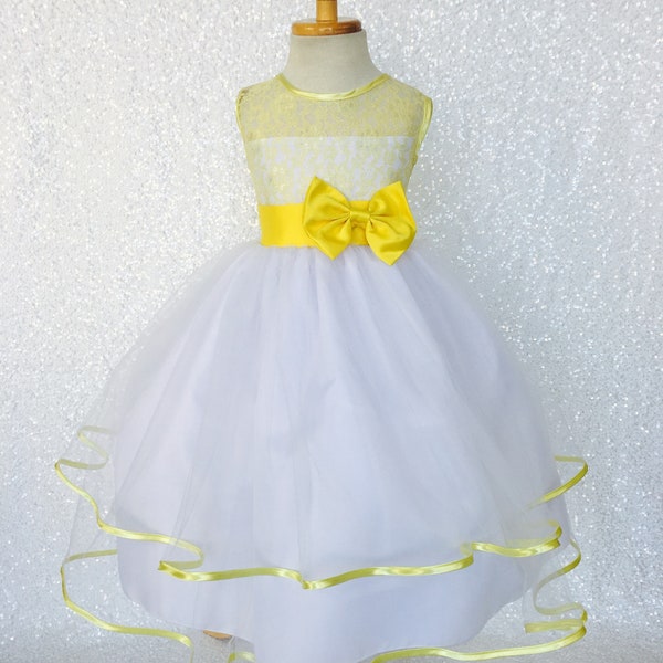 Yellow Flower Girl Dress Etsy