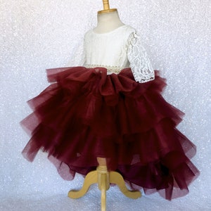 Tulle Hi Low Ruffle French Lace V-back Burgundy Country - Etsy