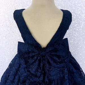 Weihnachten Winter Vintage Navy Französische Spitze Kleid Bogen Formelle Blumenmädchen Säugling Kleinkind Frühling Sommer Herbst Urlaub Geburtstag Party Abschlussfeier