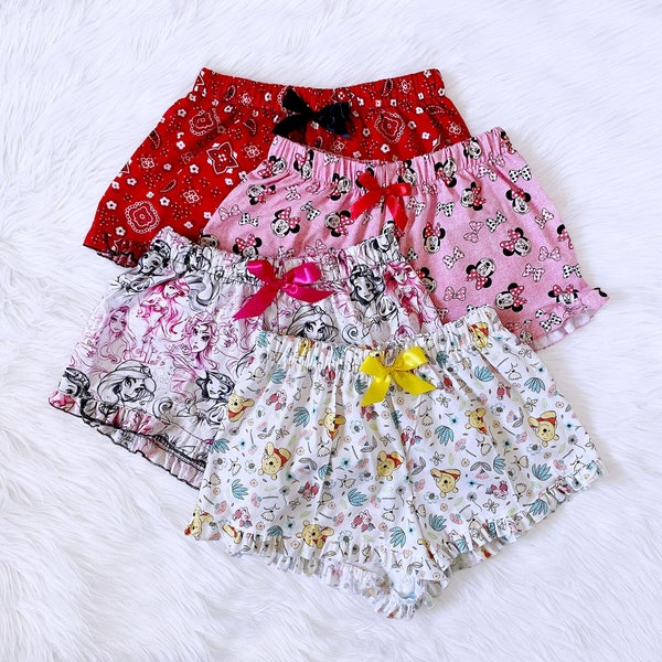 Cartoon Inspired Cotton PJ Shorts Mickey Minnie Mouse Inspired Pajama Shorts Winnie the Pooh Inspired Sleepwear Women Birthday S M L XL XXL