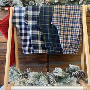 Pajama Pants Pink Yellow Red White Black Plaid Cotton Christmas PJ Warm Winter Pajama Set Adult Unisex Men Women Bridal Family S M L XL XXL
