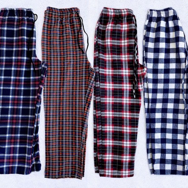 Unisex Pocket Pajama Bottom Red White Black Plaid Cotton Christmas PJ Pants Winter Set  Adult Women Men Sleepover Small Medium Large XL XXL