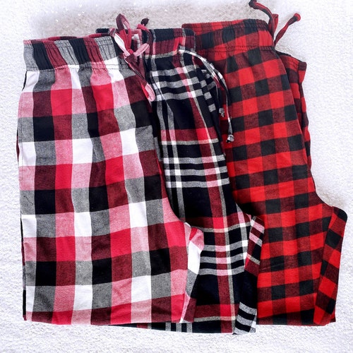 Pajama Pants Red White Black Plaid Flannel Christmas PJ Pants | Etsy