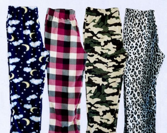 Fleece-Pyjama-Hose: Karo, Camo, Animal Print - Unisex für Erwachsene