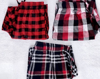 red black and white plaid pants