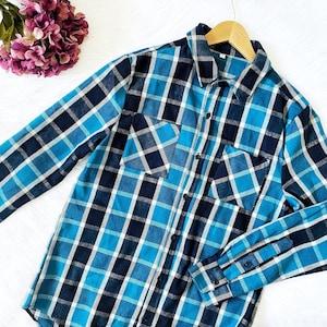 Teal Black White Long Sleeve Unisex Button Up Plaid Flannel Adult Shirt Red Cotton Shirt Adult Women Men Christmas Holiday Birthday Winter