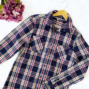 Unisex Plaid Button Up Flannel Adult Shirt Navy Yellow Red White Black Cotton Shirt Women Men Christmas Holiday Birthday Winter Casual Wear