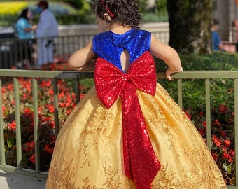 Sequin Snow White Inspired Dress: Toddler Pageant Costume With