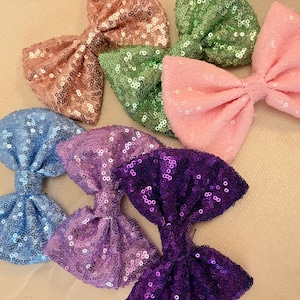 Mini Sequin Handmade 4,6,8 inch Toddler Junior Accessory All Colors Hair Bow