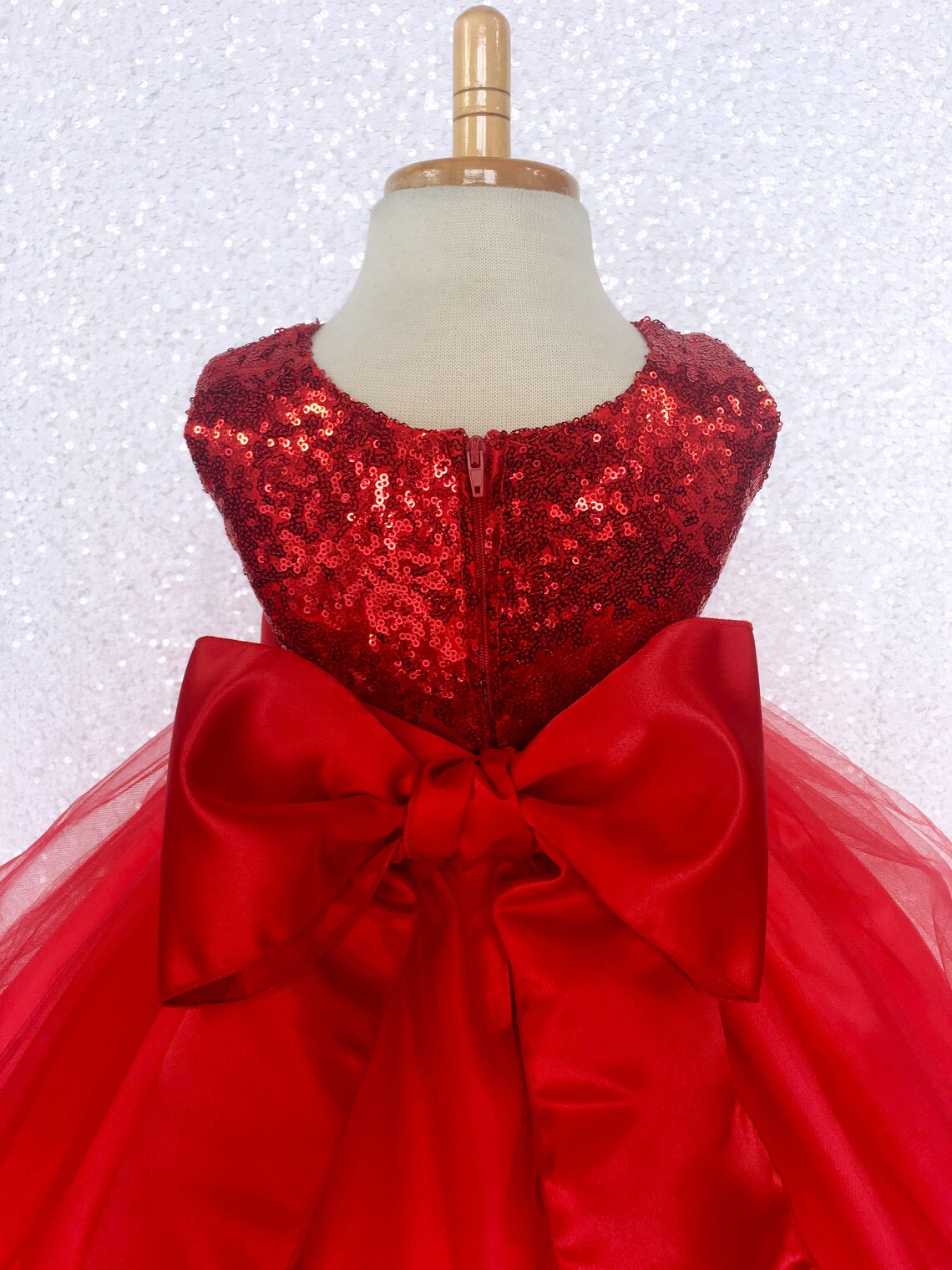 Red Mini Sequin Sequene Tulle Fishing Line Velvet Flower Girl Etsy