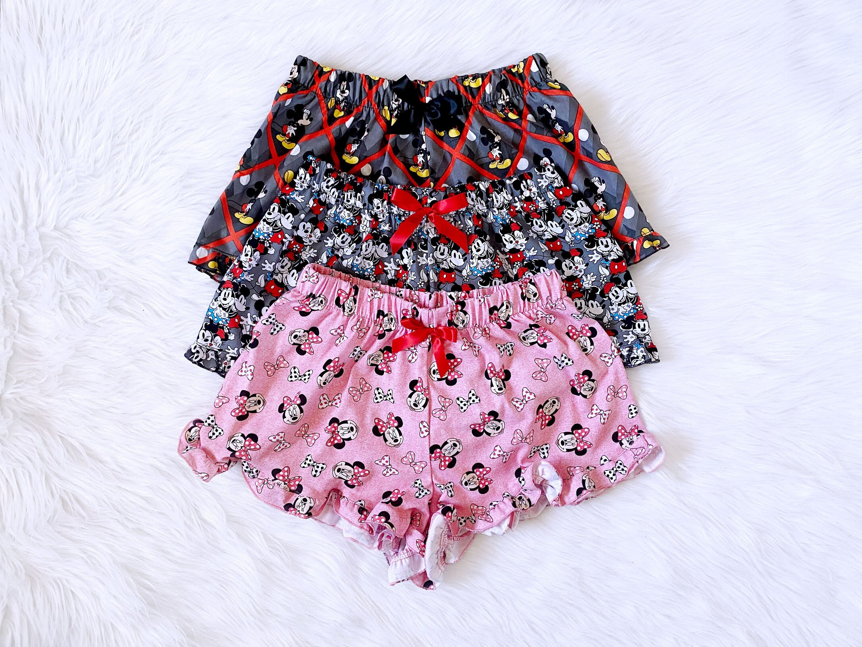 Multi Color Pattern Cotton PJ Shorts Mickey Minnie Mouse Inspired Women s Pajama Sleepwear Bridal Party Holiday Gift Birthday Summer Spring
