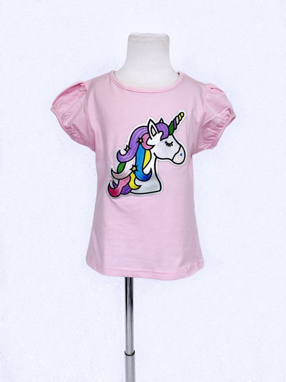 Unicorn Short Sleeve Girl's Shirt Pink Casual Wear Junior Toddler