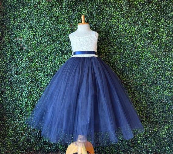 ivory and navy bridesmaid dresses Tulle Flower Girl Lace Handmade Rustic Wedding Bridesmaids Toddler Dress Detachable navy blue stripe thin strap wedding dress Midi Black Dress — Color:Baby blue