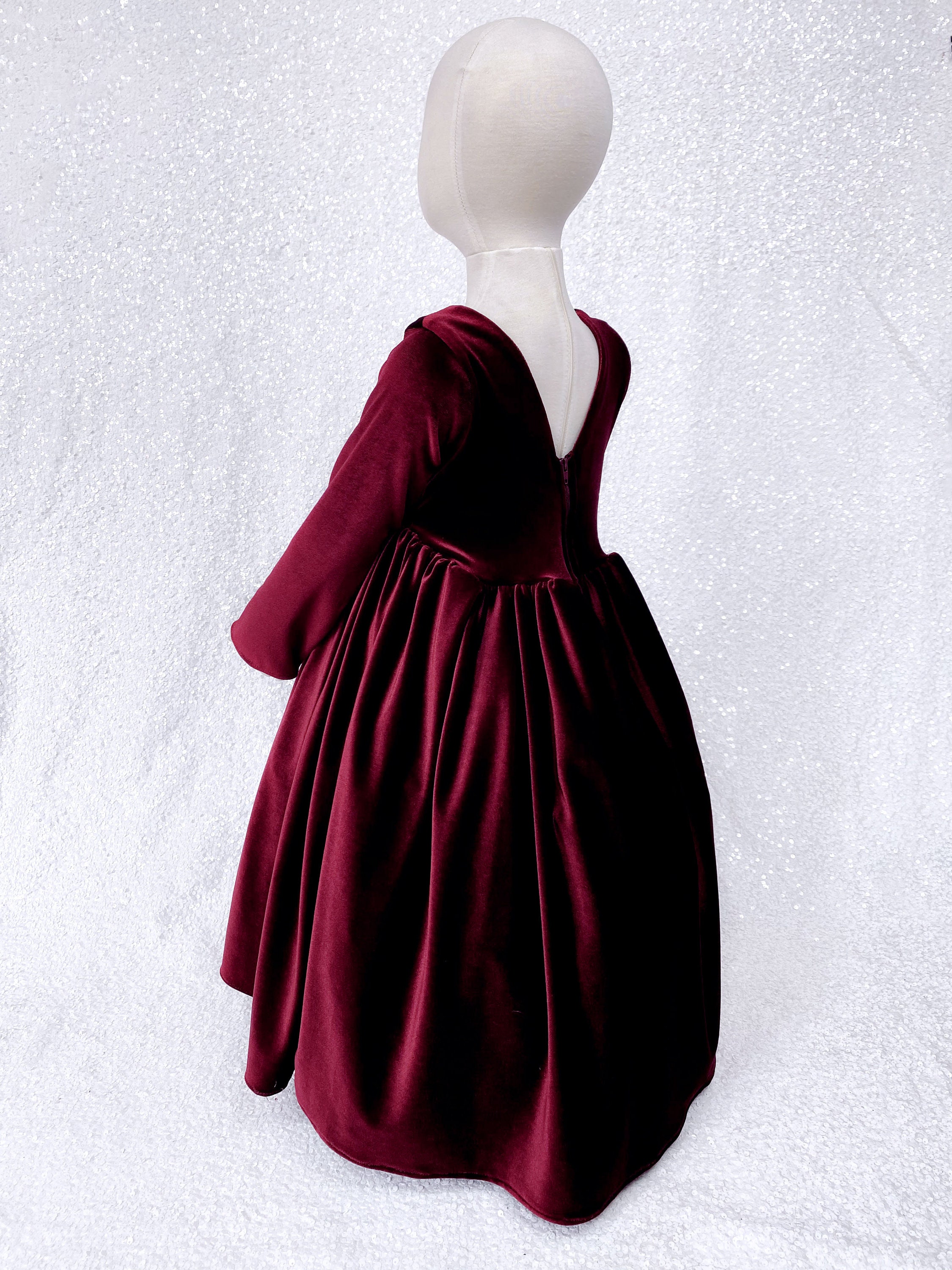 Girls Burgundy Velvet Dress - Etsy