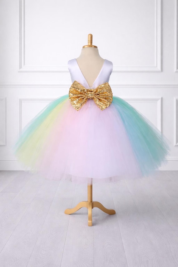 blue dress for baby girl 3622 Little Girl Birthday Gown with a Ruffled Skirt main image 1