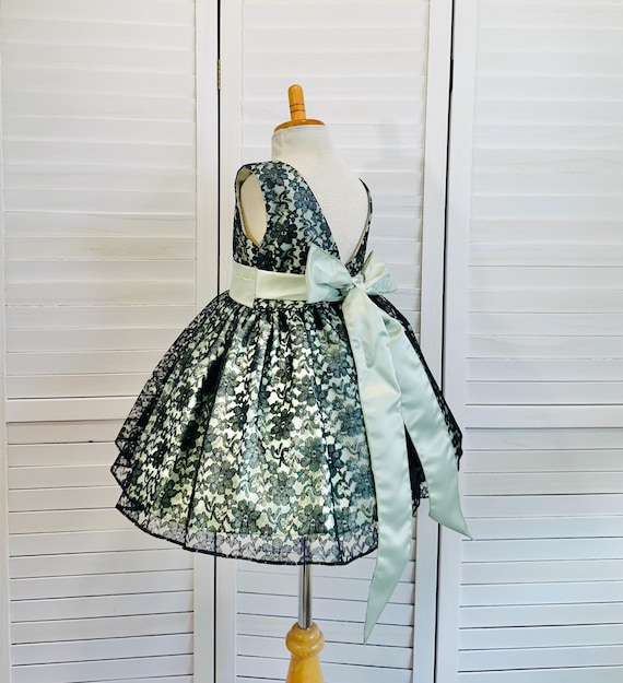 Black Floral Lace Flower Girl Dress: Rustic Wedding, Easter, Spring