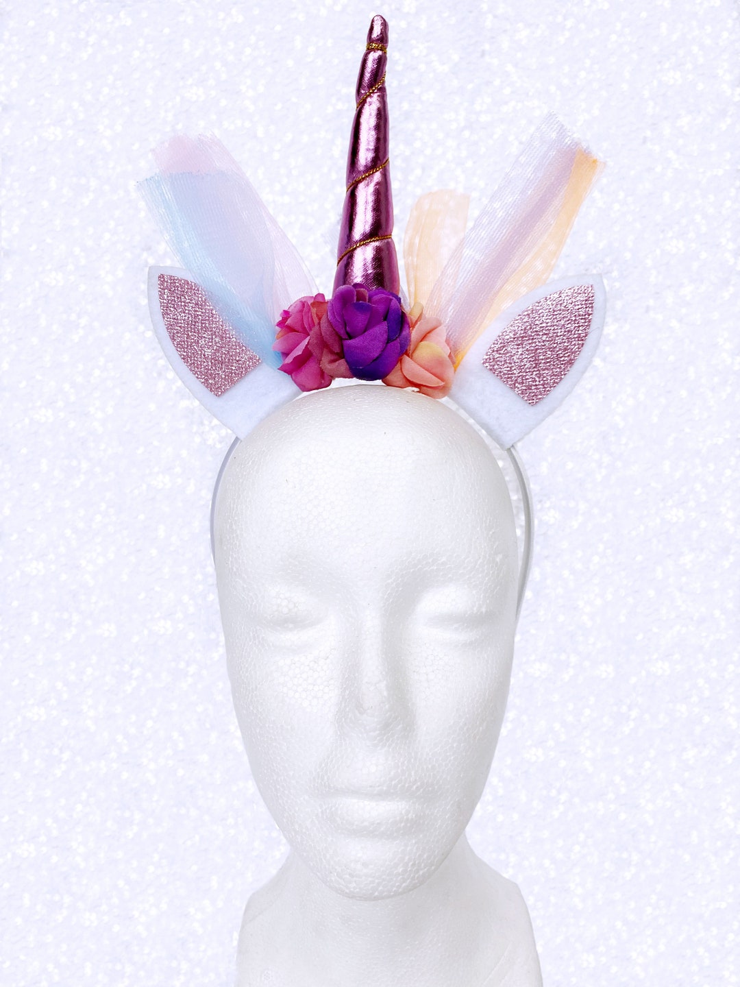 Serre-tête Licorne Pailleté Doré - Accessoire Fête Anniversaire Fille, Taille Unique