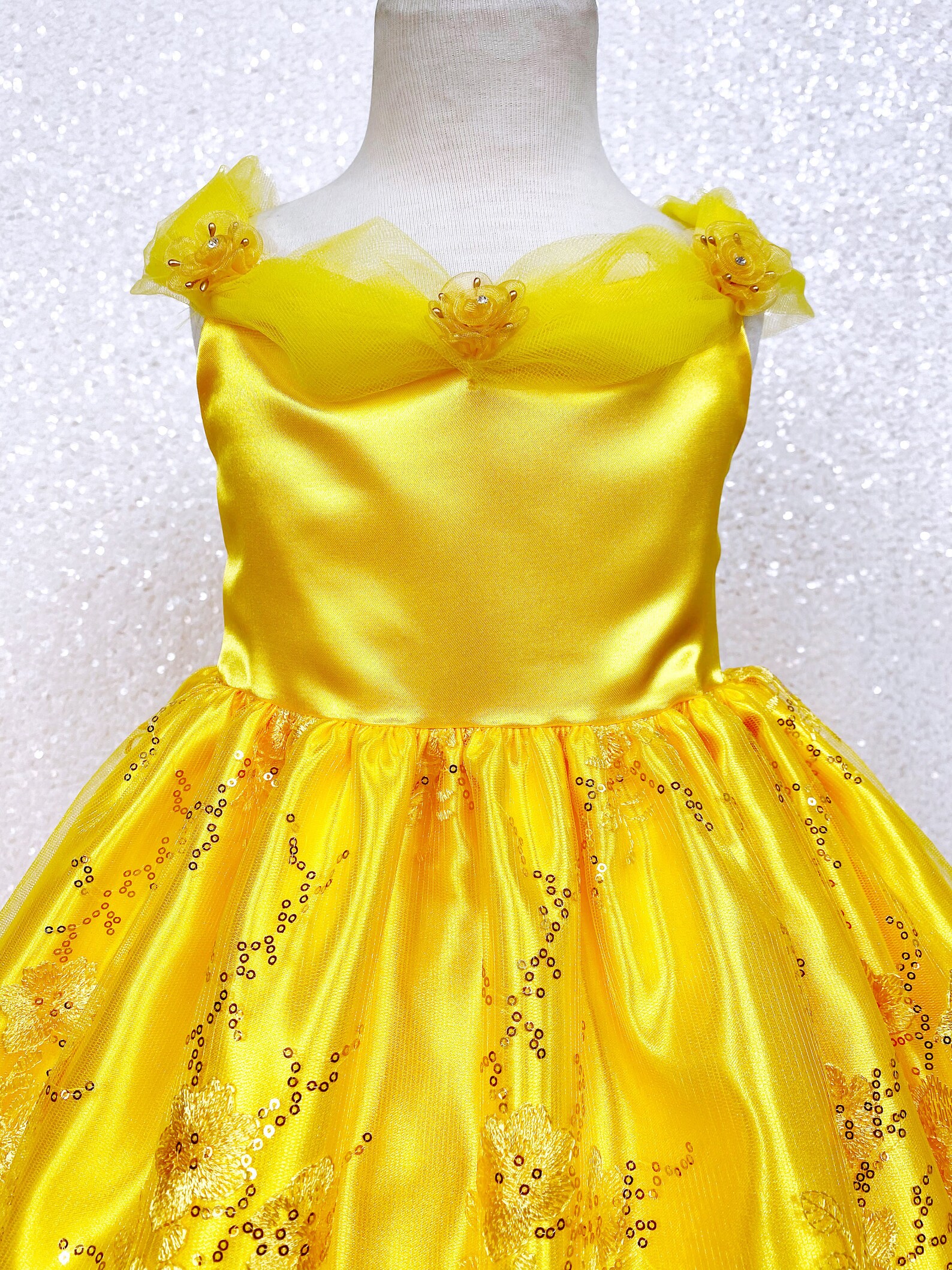 Floral Embroidery off the Shoulder Yellow Belle Inspired Gown Etsy
