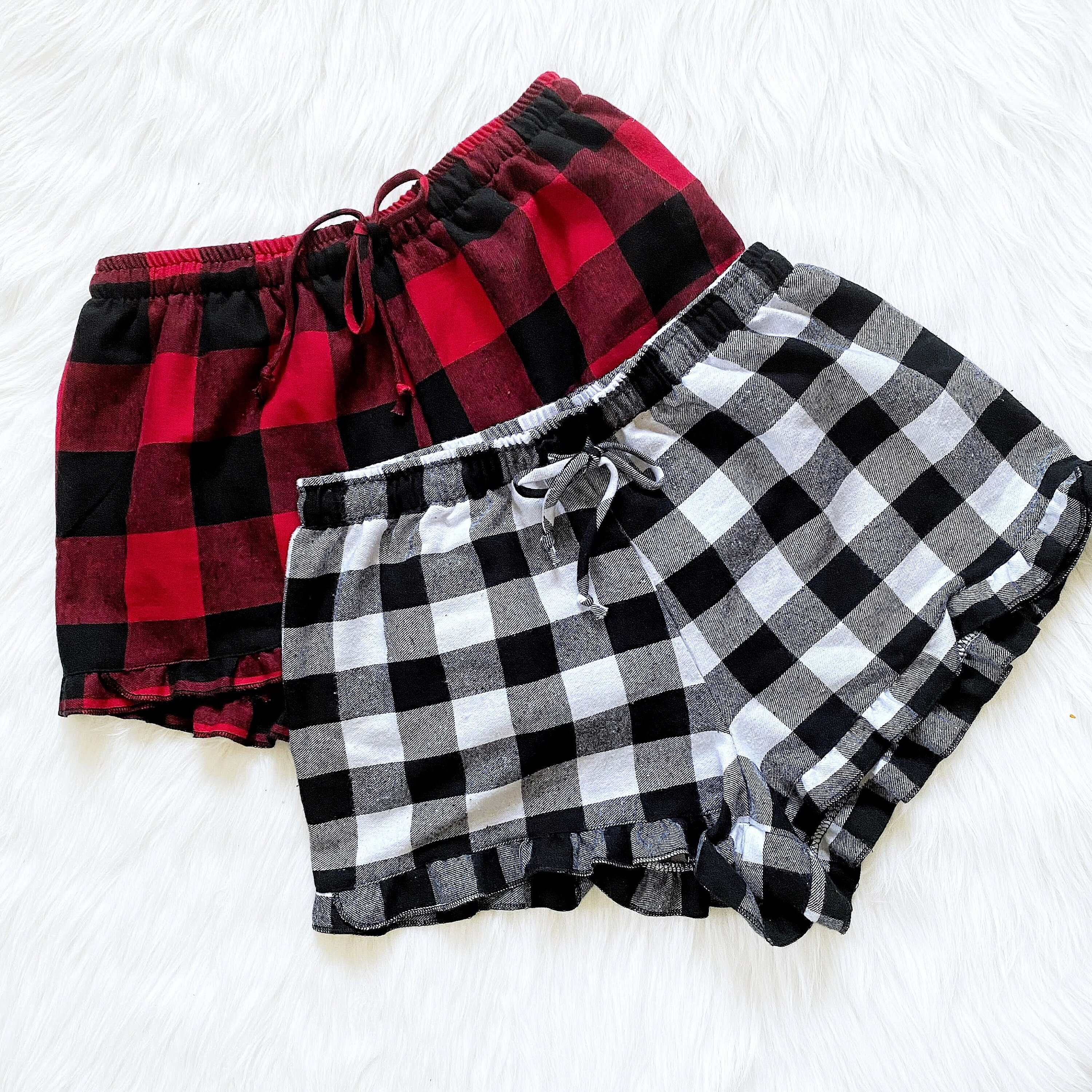 Red Black White Adult Women Pajama Shorts Holiday Birthday PJ