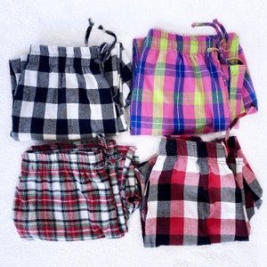 Pink Pajama Pants Navy Plaid Cotton Red White Green Christmas PJs Warm  Pajama Set Adult Women Men Unisex Small Medium Large XL XXL