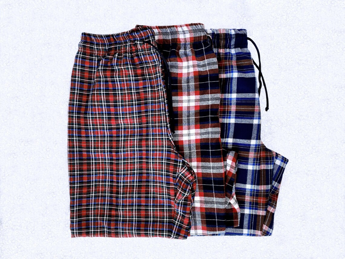 Drawstring Pajama Pocket Pants Navy Red Plaid White Black | Etsy