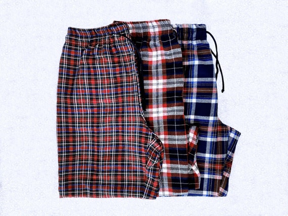 Drawstring Pajama Pocket Pants Navy Red Plaid White Black - Etsy