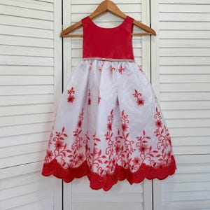 Flower Girl Red Floral Embroidery Christmas Wedding Trendy Rhinestone Elegant Infant Toddler Junior Girl Ankle Length Birthday Girl Dress