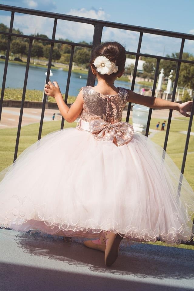 slim fit dress slacks Elegant Flower Girl Dress for Wedding Kids Sleevelesss Lace Pageant Ball Gowns Fancy Girl Birthday Dresses Gold / 8 main image 1