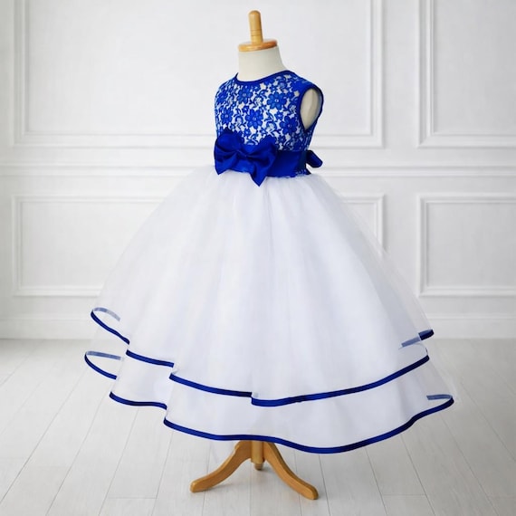 blue and white dresses for juniors Flower Girl Royal Floral Lace Tulle Keyhole Back Ankle Length Toddler Junior Dress akeneoPublishedDate:number:1787252620 this dress combines timeless Nana Jacqueline Zephina Velvet Size:10.5W