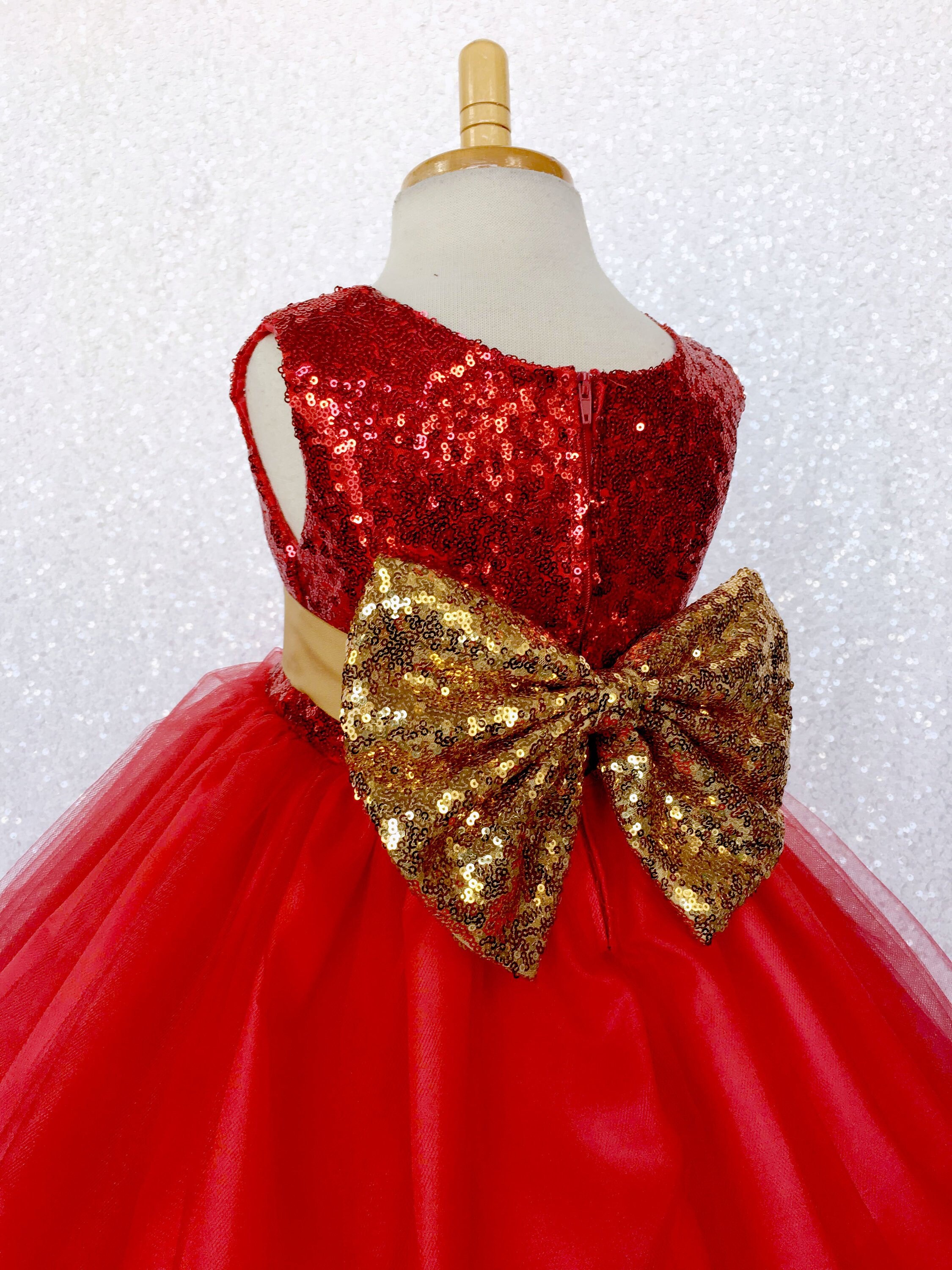 Red and gold baby best sale dress