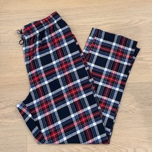 Christmas Matching Plaid Flannel Pajama Pants: Unisex Cotton PJ Bottoms with Pockets NRW Plaid