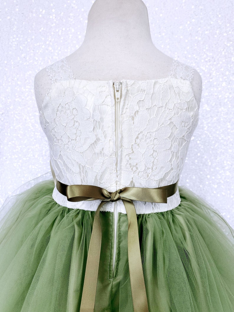 2 Layer Tulle Sage Green Lace Ivory off White Gown Junior Etsy